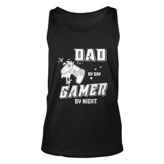 Gamer Dad Gift Dad By Day Gamer By Night Gaming Fathers Day Gift Unisex Tank Top - Thegiftio UK