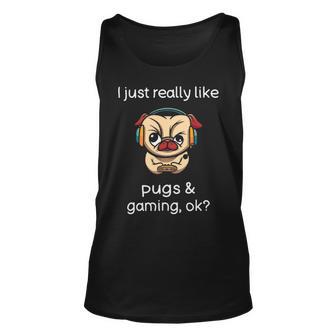 Gamer Funny Pug Lover Video Games Dog Pug Gaming Unisex Tank Top - Thegiftio UK