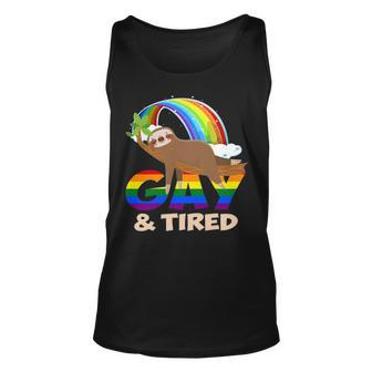 Gay And Tired Sloth Funny Unisex Tank Top - Thegiftio UK