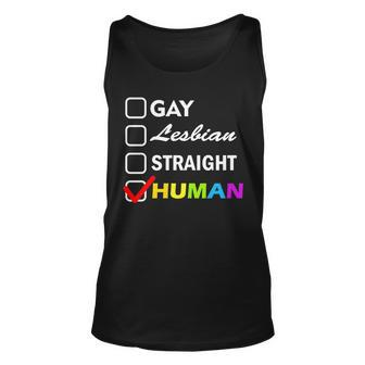 Gay Lesbian Straight Human Tshirt Unisex Tank Top - Monsterry
