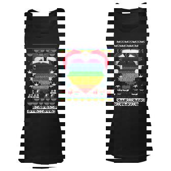 Gay Pride Heart Santa Ugly Christmas Sweater Unisex Tank Top - Thegiftio
