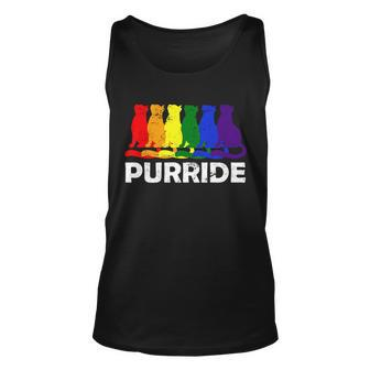 Gay Pride Purride Rainbow Cat Unisex Tank Top - Monsterry AU