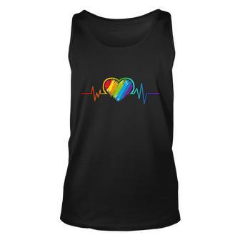 Gay Pride Rainbow Heartbeat Pulse Tshirt Unisex Tank Top - Monsterry AU
