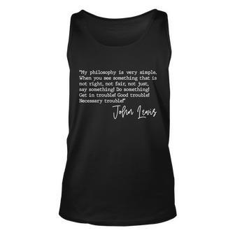 Get In Good Trouble John Lewis Quote Tribute Tshirt Unisex Tank Top - Monsterry