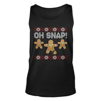 Gingerbread Oh Snap Ugly Christmas Sweater Unisex Tank Top - Monsterry