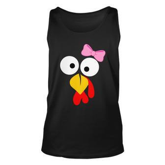 Girl Turkey Face Pink Bow Thanksgiving Day Tshirt Unisex Tank Top - Monsterry UK