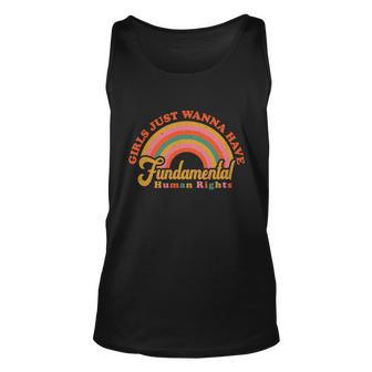 Girls Just Want To Have Fundamental Rights Vintage Rainbow Design Unisex Tank Top - Monsterry AU