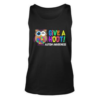 Give A Hoot Autism Awareness Unisex Tank Top - Monsterry