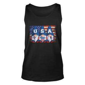 Gnomes Patriotic American Flag Cute Gnomes 4Th Of July Gift V3 Unisex Tank Top - Monsterry CA