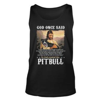 God And Pitbull Dog God Created The Pitbull Unisex Tank Top - Thegiftio UK