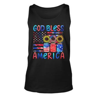 God Bless America For Women Patriotic 4Th Of July Sunflower Unisex Tank Top - Seseable