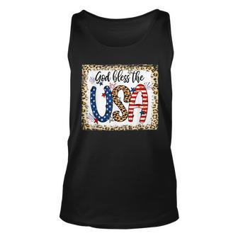 God Bless America Leopard Christian 4Th Of July Patriotic Unisex Tank Top - Seseable