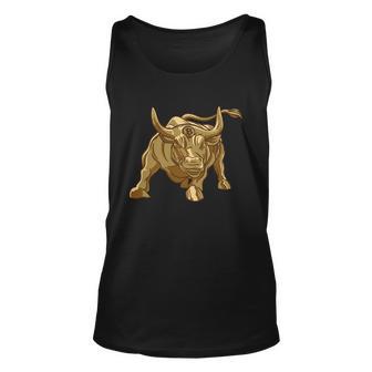 Gold Bitcoin Bull Unisex Tank Top - Monsterry