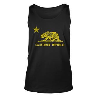 Golden California Republic Bear Flag Unisex Tank Top - Monsterry