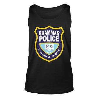 Grammar Police Badge Tshirt Unisex Tank Top - Monsterry