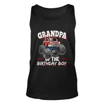 Grandpa Of The Birthday Boy Monster Truck Birthday Party Gift Unisex Tank Top - Monsterry