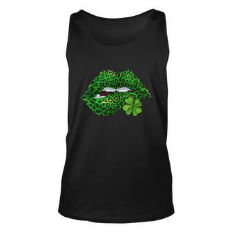 Green Lips Sexy Irish Leopard Shamrock St Patricks Day Graphic Design Printed Casual Daily Basic Unisex Tank Top - Thegiftio UK