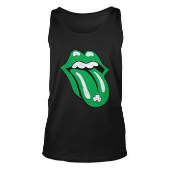 Green Lips Tongue Irish Shamrock St Patricks Day Gift Tshirt Unisex Tank Top - Monsterry DE