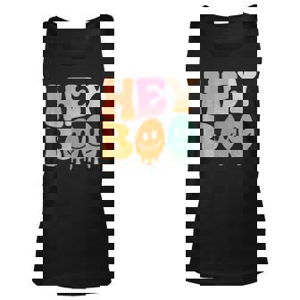 Groovy Ghost Halloween Pumpkin Face Hey Boo Trendy Halloween Men Women Tank Top Graphic Print Unisex - Thegiftio