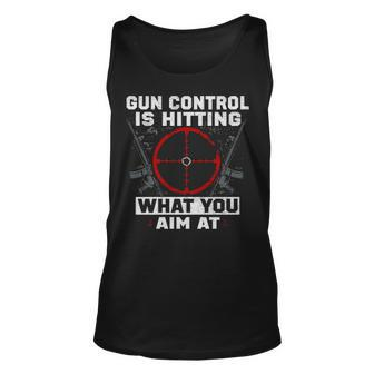 Gun Control Is V2 Unisex Tank Top - Seseable