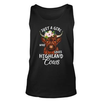 Hairy Cow Lovers Just A Girl Who Loves Highland Cows Farmer Unisex Tank Top - Thegiftio UK