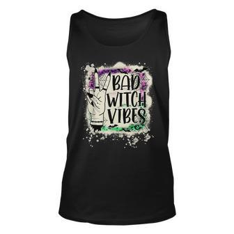 Halloween Bad Witch Vibes Peace Hand Sign Halloween Bleached Unisex Tank Top - Seseable