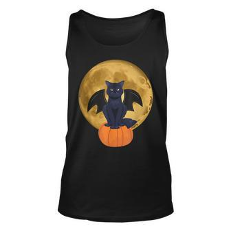 Halloween Black Cat Scary Pumpkin On The Moon Men Women Kids V2 Unisex Tank Top - Seseable
