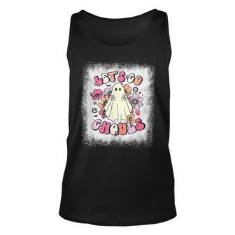 Halloween Bleached Let’S Go Ghouls Floral Party Trick Or Men Women Tank Top Graphic Print Unisex - Thegiftio UK