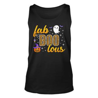 Halloween Boo Faboolous Leopard Pumpkin Witch Hat Ghost Cute Unisex Tank Top - Seseable
