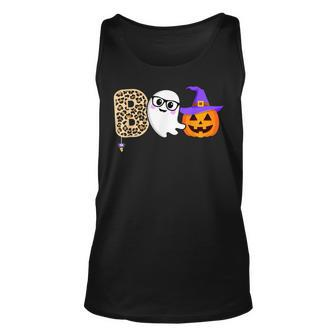 Halloween Boo Ghost Leopard Pumpkin Witch Hat Boys Girls Kid Unisex Tank Top - Seseable