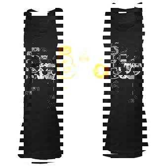 Halloween Boo Owl With Witch Hat Spiders Boys Girls Kids Unisex Tank Top - Seseable