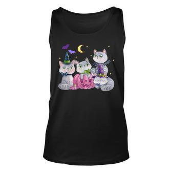 Halloween Cats Anime Cat Kawaii Neko Pumpkin Cat Lover Witch V2 Men Women Tank Top Graphic Print Unisex - Thegiftio UK