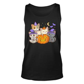 Halloween Cats Anime Cat Kawaii Neko Pumpkin Cat Lover Witch V4 Men Women Tank Top Graphic Print Unisex - Thegiftio UK