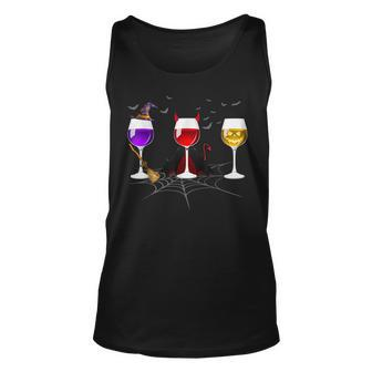 Halloween Costume Drink Wine Glasses Witch Hat Pumkin Spider Unisex Tank Top - Seseable