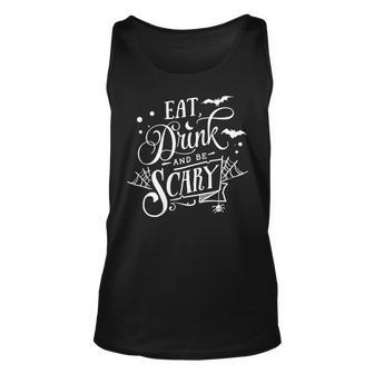 Halloween Eat Drink And Be Scary White Version Men Women Tank Top Graphic Print Unisex - Seseable