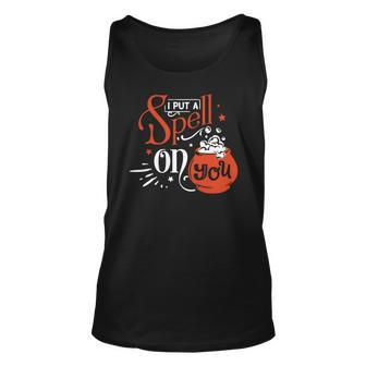 Halloween I Put A Spell On You Orange And White Design Men Women Tank Top Graphic Print Unisex - Seseable