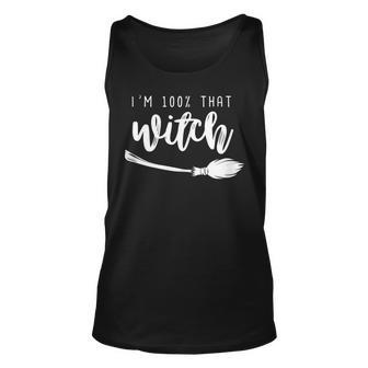 Halloween Im 100 That Witch Broom Stick Funny Unisex Tank Top - Seseable