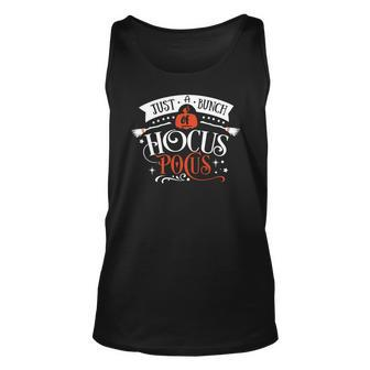 Halloween Just A Bunch Of Hocus Pocus Orange And White Men Women Tank Top Graphic Print Unisex - Seseable