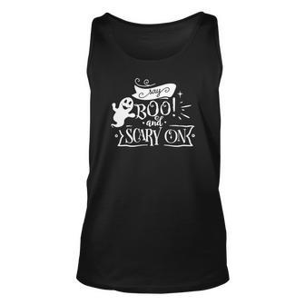 Halloween Say Boo And Scary On White Version Men Women Tank Top Graphic Print Unisex - Seseable