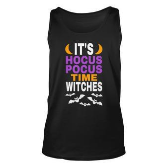 Halloween T Its Hocus Pocus Time Witches Bats Flying Unisex Tank Top - Seseable