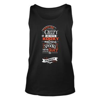 Halloween Trey_Re Creepy And They_Re Kooky Mysterious White And Orange Men Women Tank Top Graphic Print Unisex - Seseable