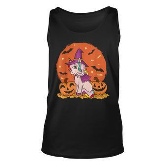 Halloween Witchy Unicorn Cute Witch Pumpkin For Girls Kids Unisex Tank Top - Seseable