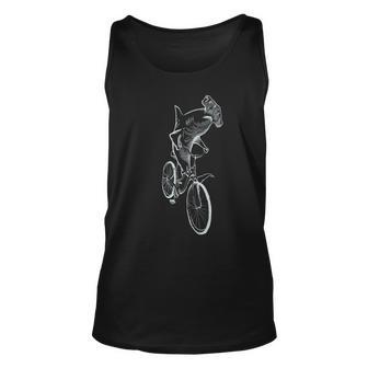 Hammerhead Shark Riding Bicycle Tshirt Unisex Tank Top - Monsterry CA