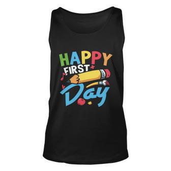 Happy 1St Day Welcome Back To School Graphic Plus Size Shirt For Teacher Kids Unisex Tank Top - Monsterry
