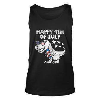 Happy 4Th Of July Trex Dinosaur American Dino Unisex Tank Top - Monsterry