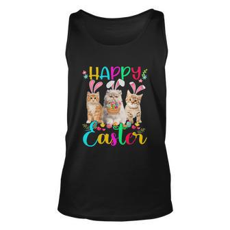 Happy Easter Three Cat Wearing Bunny Funny Gift Ear Bunny Cat Lover Gift Unisex Tank Top - Thegiftio UK