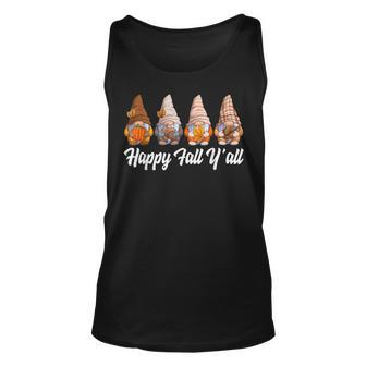 Happy Fall Yall Gnome Pumpkin Funny Autumn Gnomes Unisex Tank Top - Seseable