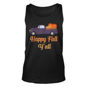 Happy Fall Yall Truck Gnomes Pumpkins Halloween Autumn V2 Unisex Tank Top - Seseable