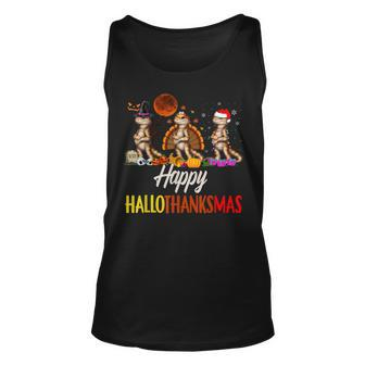 Happy Hallothanksmas Santa Witch Bearded Dragon Halloween Unisex Tank Top - Seseable