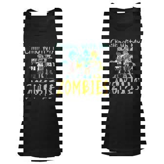 Happy Halloween Chillin With My Zombies Funny Unisex Tank Top - Thegiftio